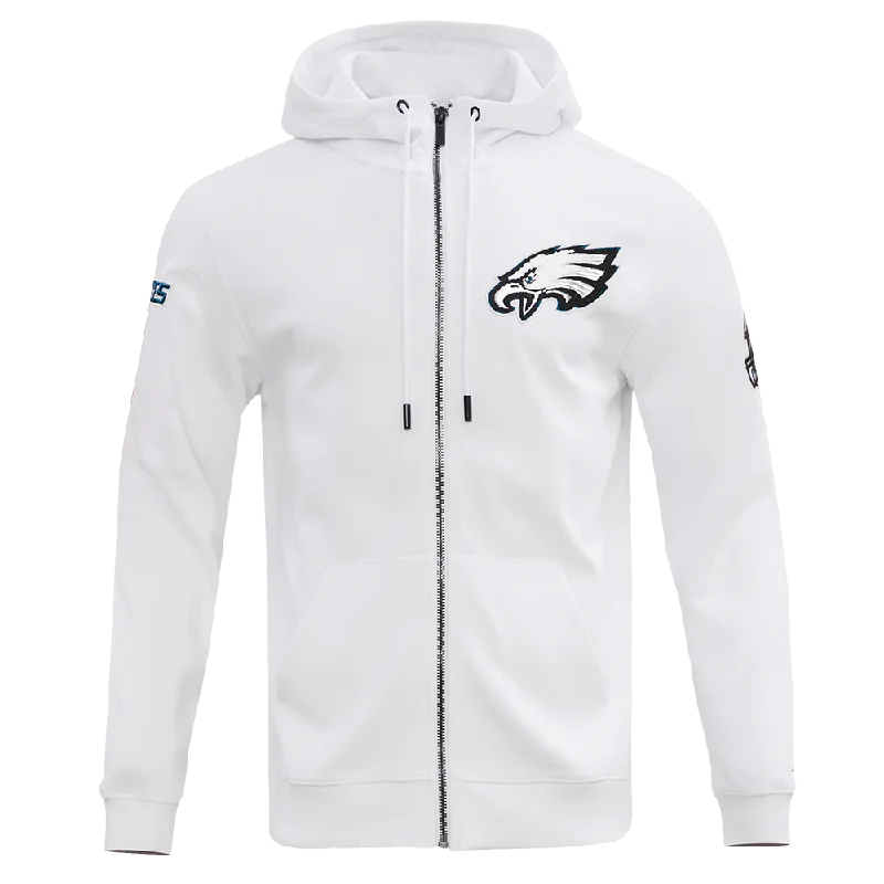 NFL PHILADELPHIA EAGLES CLASSIC CHENILLE MEN'S DK FZ HOODIE (WHITE)