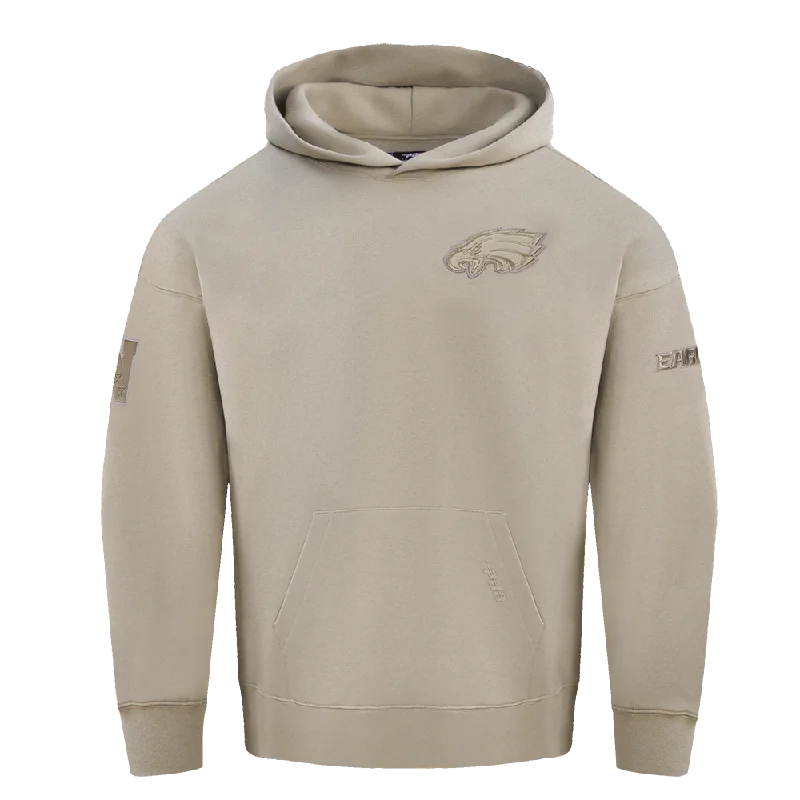 NFL PHILADELPHIA EAGLES NEUTRAL DROP SHOULDER FLC PO HOODIE (TAUPE)