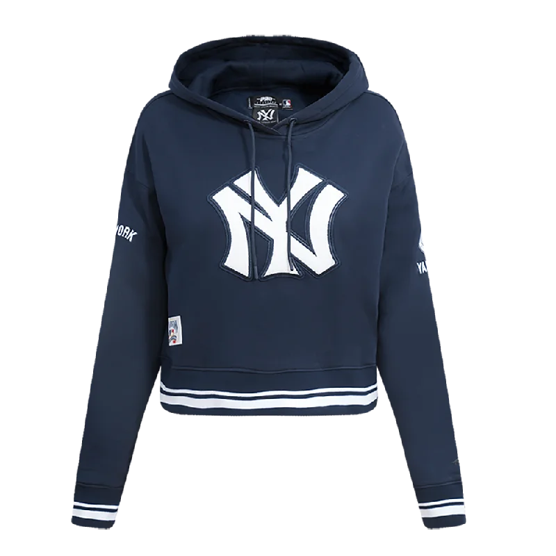 MLB NEW YORK YANKEES RETRO CLASSIC WOMEN'S CROPPED PO HOODIE (MIDNIGHT NAVY)