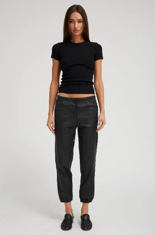 Black Leather Sweatpants