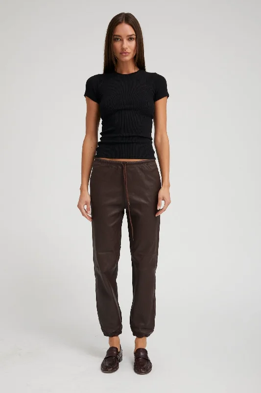 Dark Chocolate Leather Sweatpants