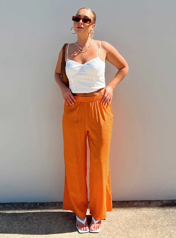 Louis Linen Blend Pants Orange