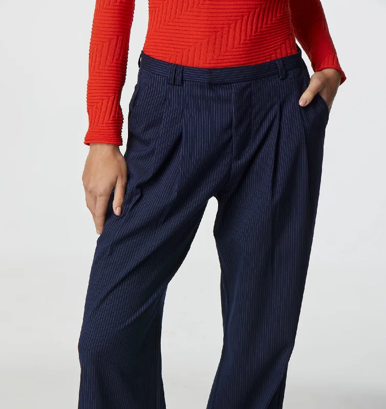 Luca Tailored Pant - Navy Pinstripe