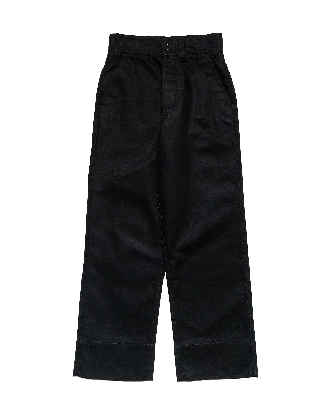 MHL Wide Waistband Trouser Matt Cotton Drill Off Black