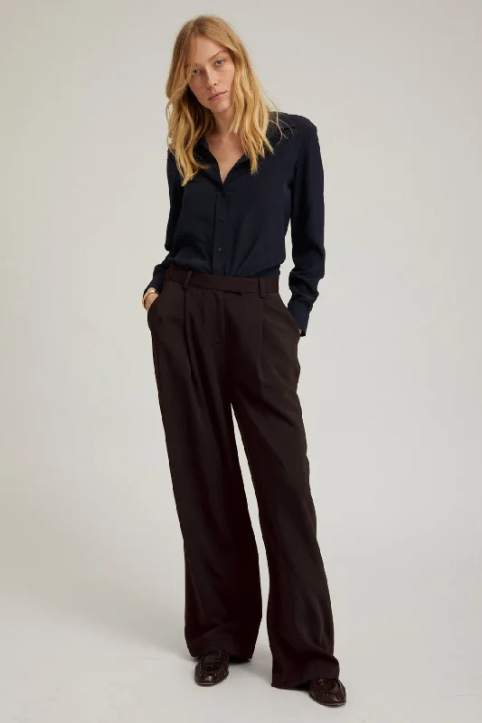 Americano Crepe Straight Leg Pleated Trousers