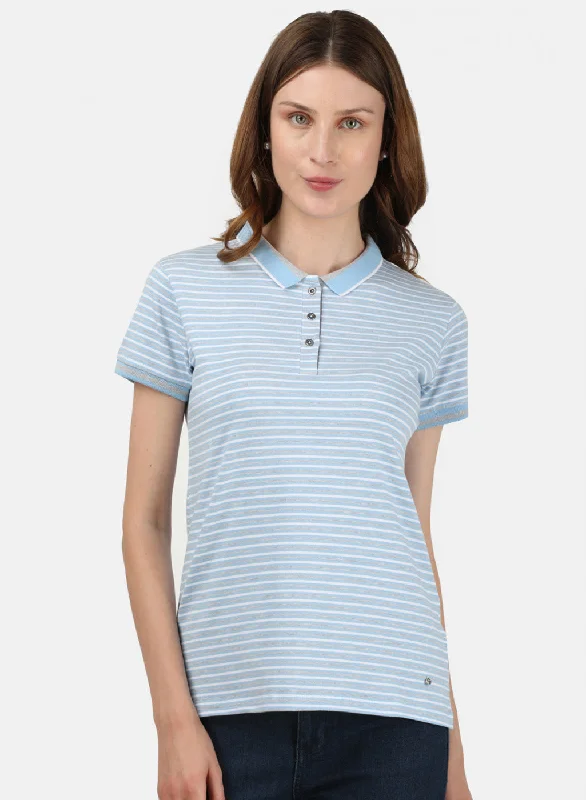 Womens Sky Blue Stripe T-Shirt