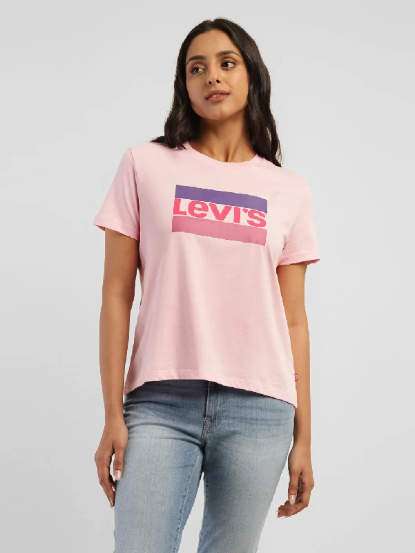 Women's Brand Logo Round Neck T-shirt