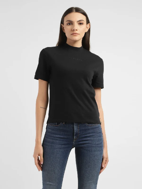 Women's Solid Mock Neck T-shirt