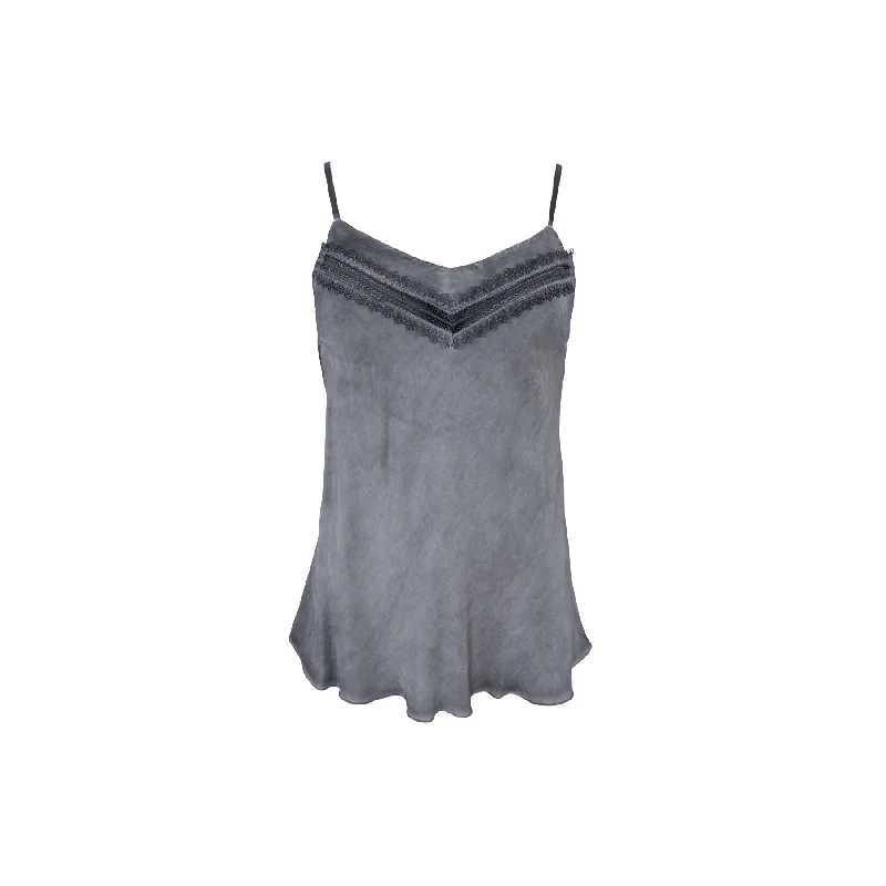 Black Colour Lou Satin Top - Grey