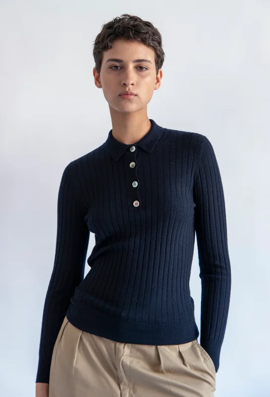 Luna Cashmere Polo Top