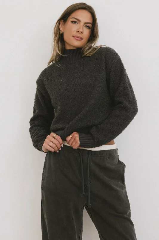 Eloise Mock Neck Sweater in Charcoal