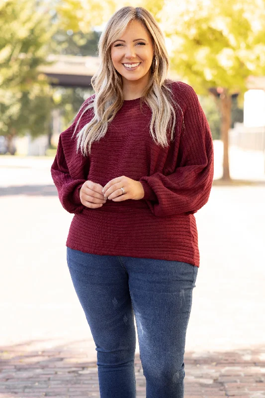 Fun Times Never End Sweater, Burgundy