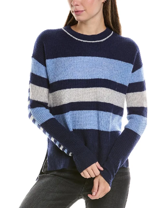 InCashmere Variegated Stripe Cashmere Sweater