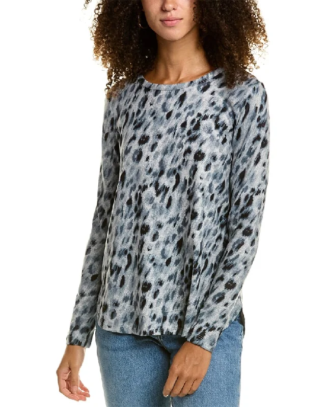 Joan Vass High-Low Hem Animal Print Sweater