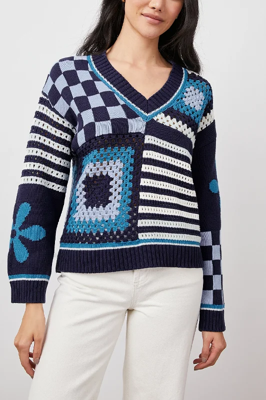 JONI SWEATER - BLUE PATCHWORK