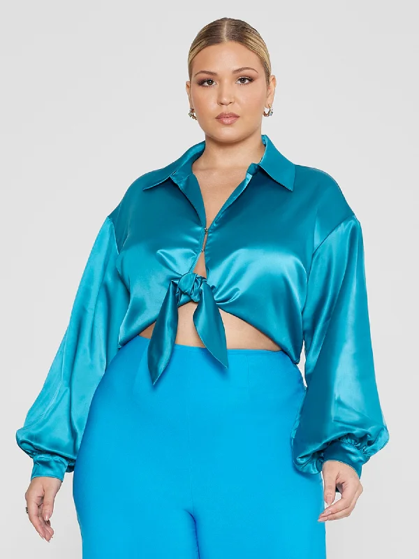 Elisabeth Tie Front Satin Blouse