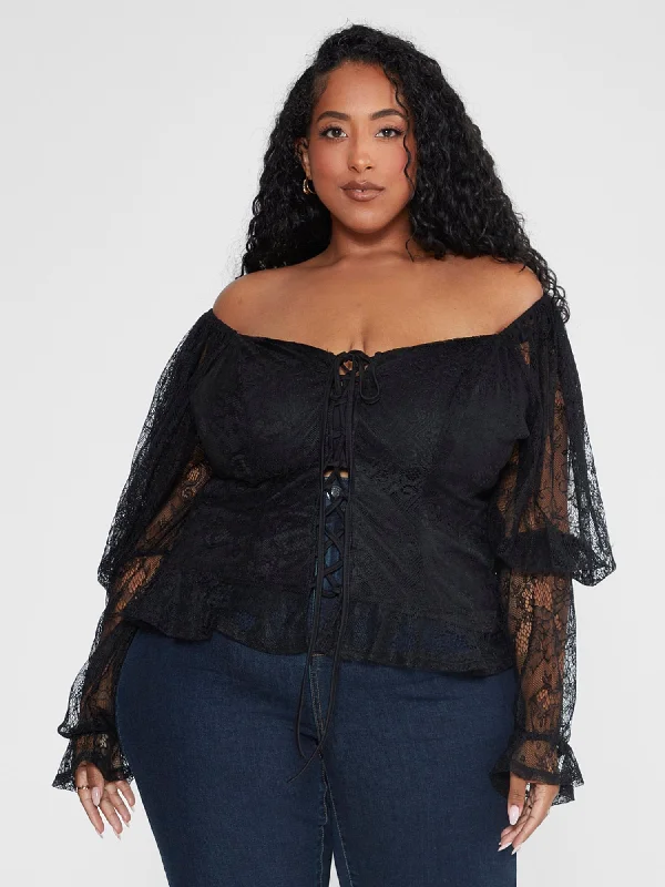 Lorraine Off-The-Shoulder Lace Blouse