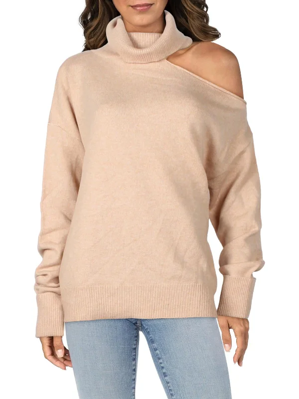 Raundi Womens Wool Blend Cutout Turtleneck Sweater