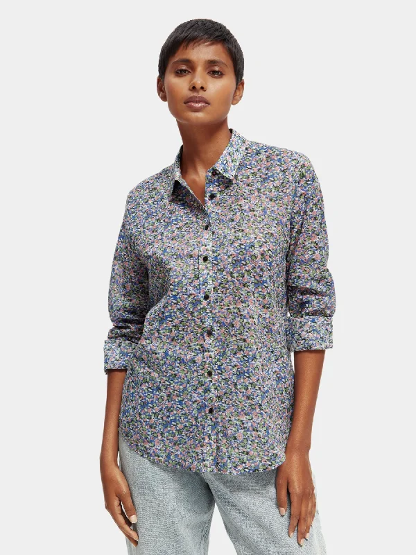 Regular-fit printed organic cotton shirt