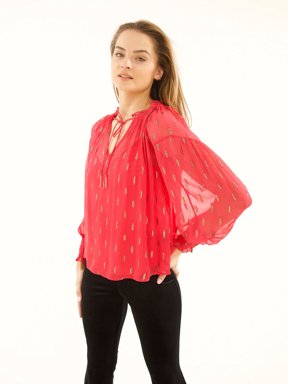 Stardust Georgia Blouse - Raspberry Confetti