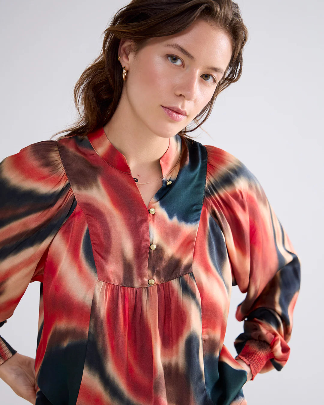 Summum Woman Blouse - Blury Print Red/Multi