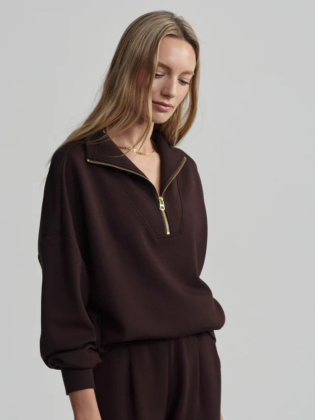 Varley Hawley Half Zip Sweat - Coffee Bean