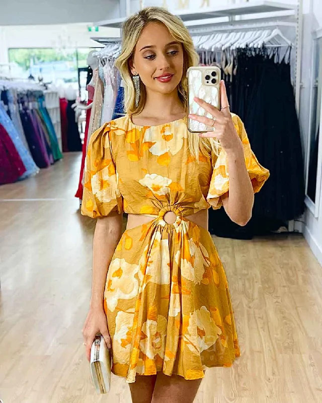 Kate Mini Dress - Yellow Floral